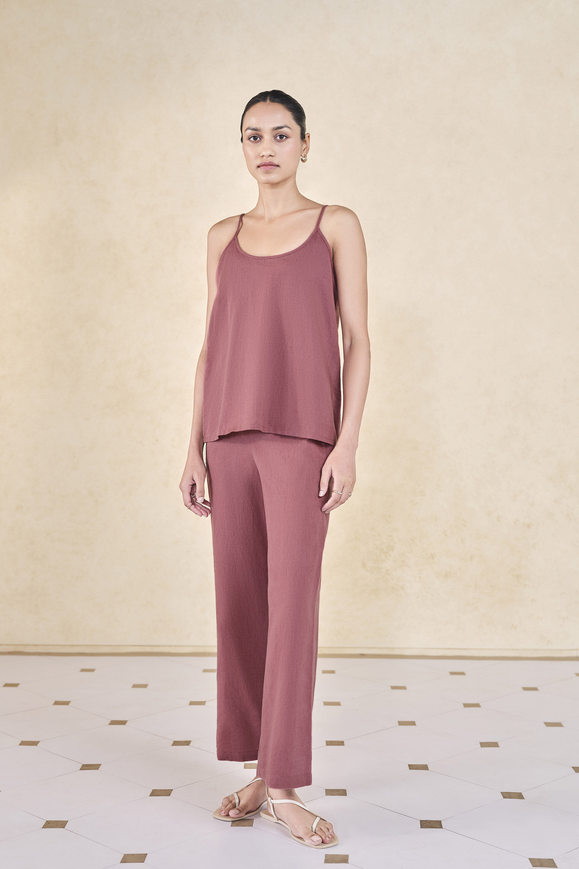 Rhubarb Hand-embroidered Kantha Linen Overlayer Set - Pink, Pink, image 4